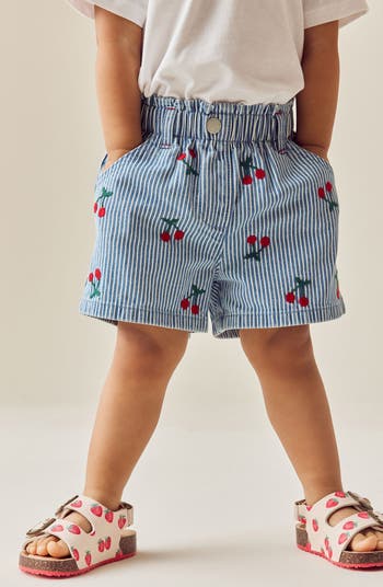 Kids' Cherry Embroidered Denim Shorts