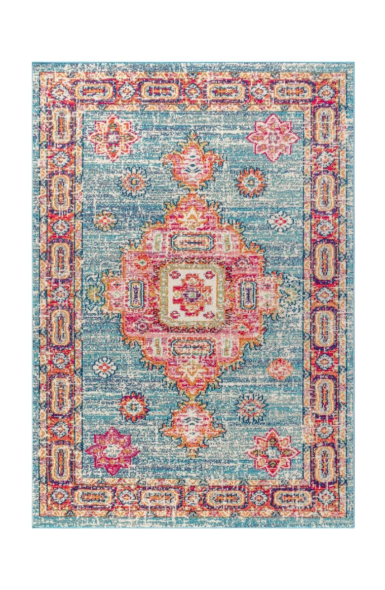 JONATHAN Y Bohemian FLAIR Boho Vintage Medallion Area Rug, Main, color, Blue/Red