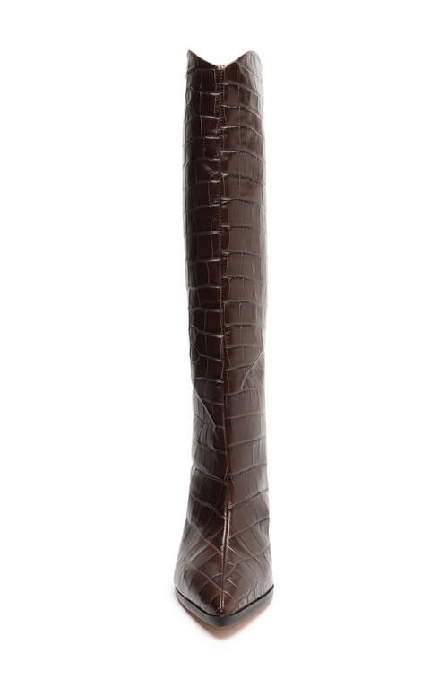 Schutz Maryana Pointed Toe Block Heel Knee High Boot In Brown