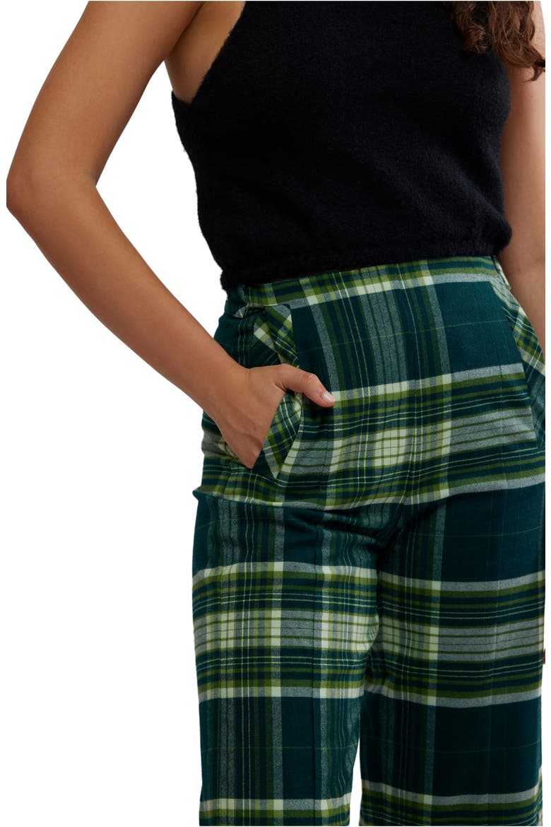 Acadia Plaid Crop Pants, Alternate, color, GREEN COMBO