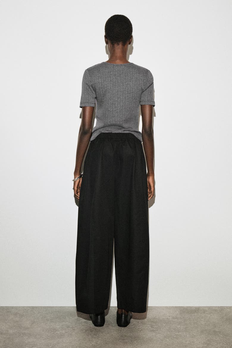 Elasticated Barrel-Leg Pants, Alternate, color, BLACK