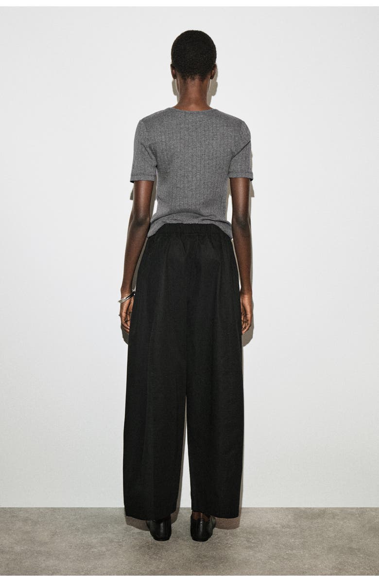 COS Elasticated Barrel-Leg Pants, Alternate, color, Black