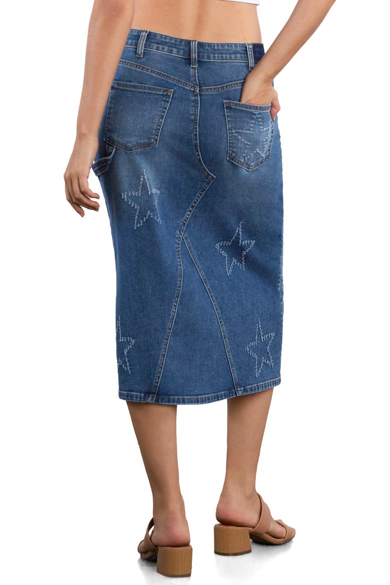 Star Denim Skirt, Alternate, color, FRESH DENIM