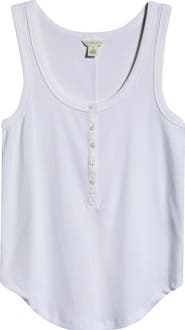 Caslon® Cotton Blend Rib Henley Tank