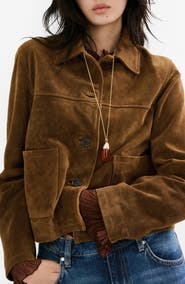 MANGO Laura Crop Suede Jacket