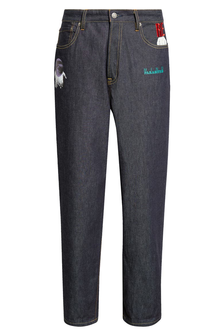 Embroidered Graphic Straight Leg Jeans, Alternate, color, INDIGO