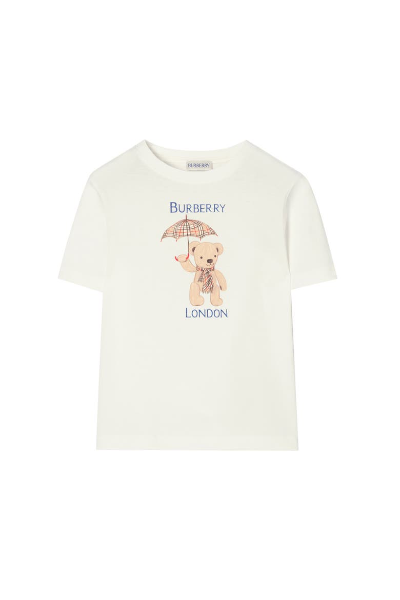 London Bear Cotton T-shirt, Main, color, Chalk white