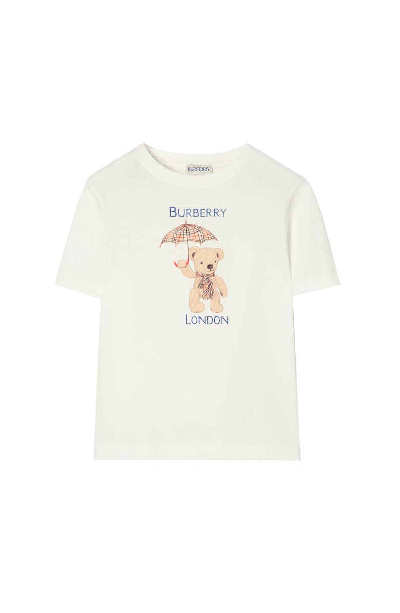 Burberry London Bear Cotton T-shirt, Main, color, Chalk White