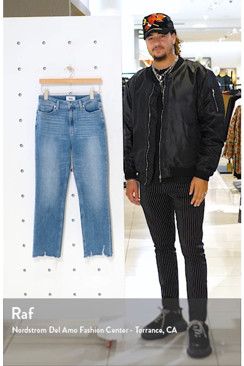 Cindy High Waist Destroyed Hem Straight Leg Jeans video
