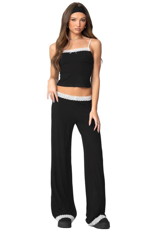 EDIKTED EDIKTED DOMINO CONTRAST LACE TRIM WIDE LEG PANTS