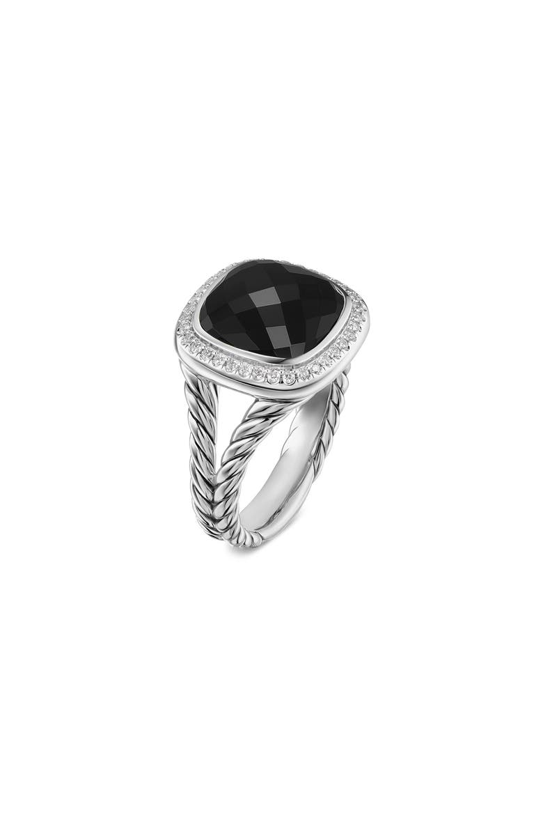 Albion® Ring in Sterling Silver with Black Onyx & Diamonds, 11mm, Alternate, color, BLACK ONYX