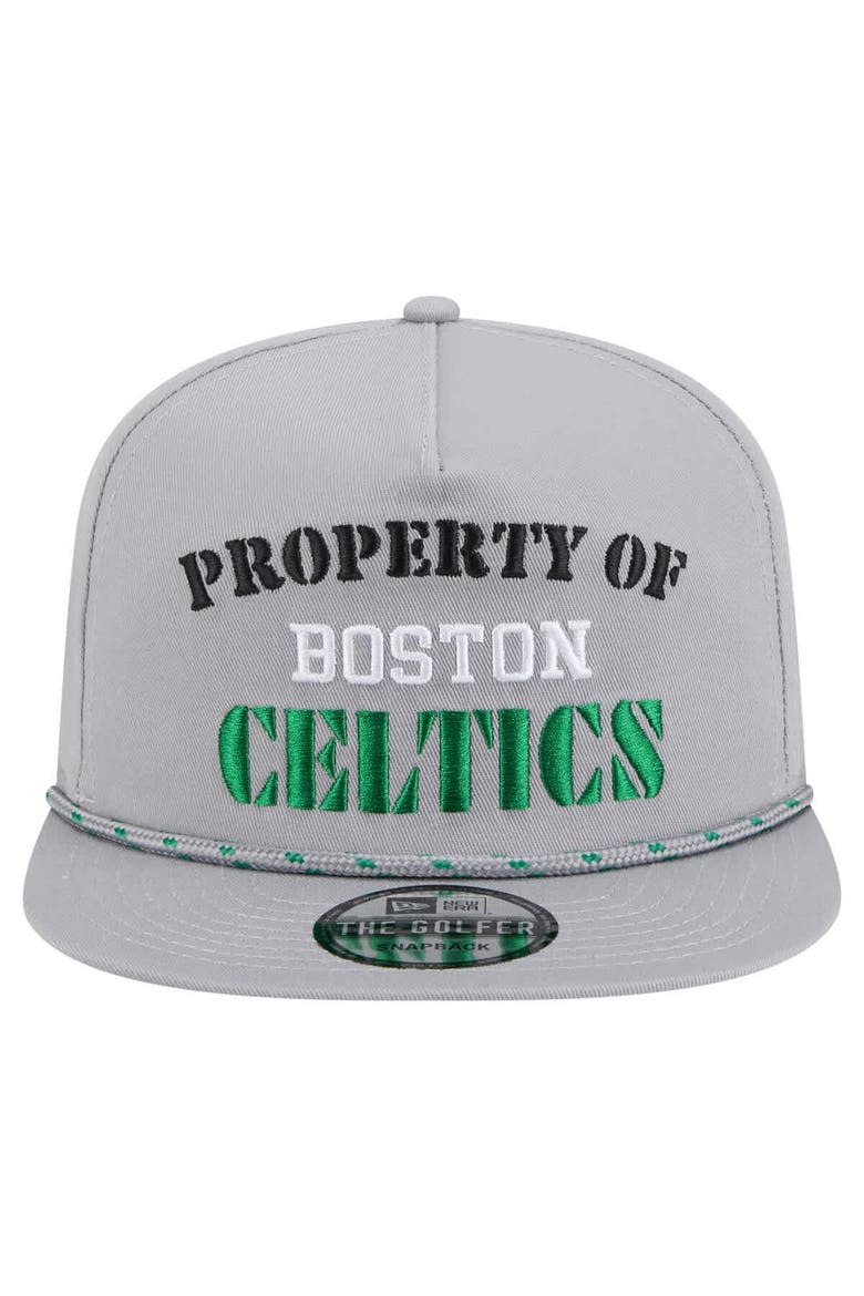 Men's New Era Gray Boston Celtics Throwback Property Of Golfer Snapback Hat, Alternate, color, Gray