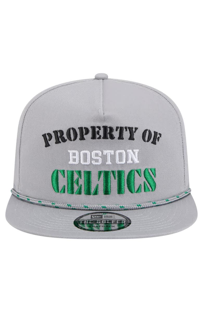 New Era Men's New Era Gray Boston Celtics Throwback Property Of Golfer Snapback Hat, Alternate, color, Gray