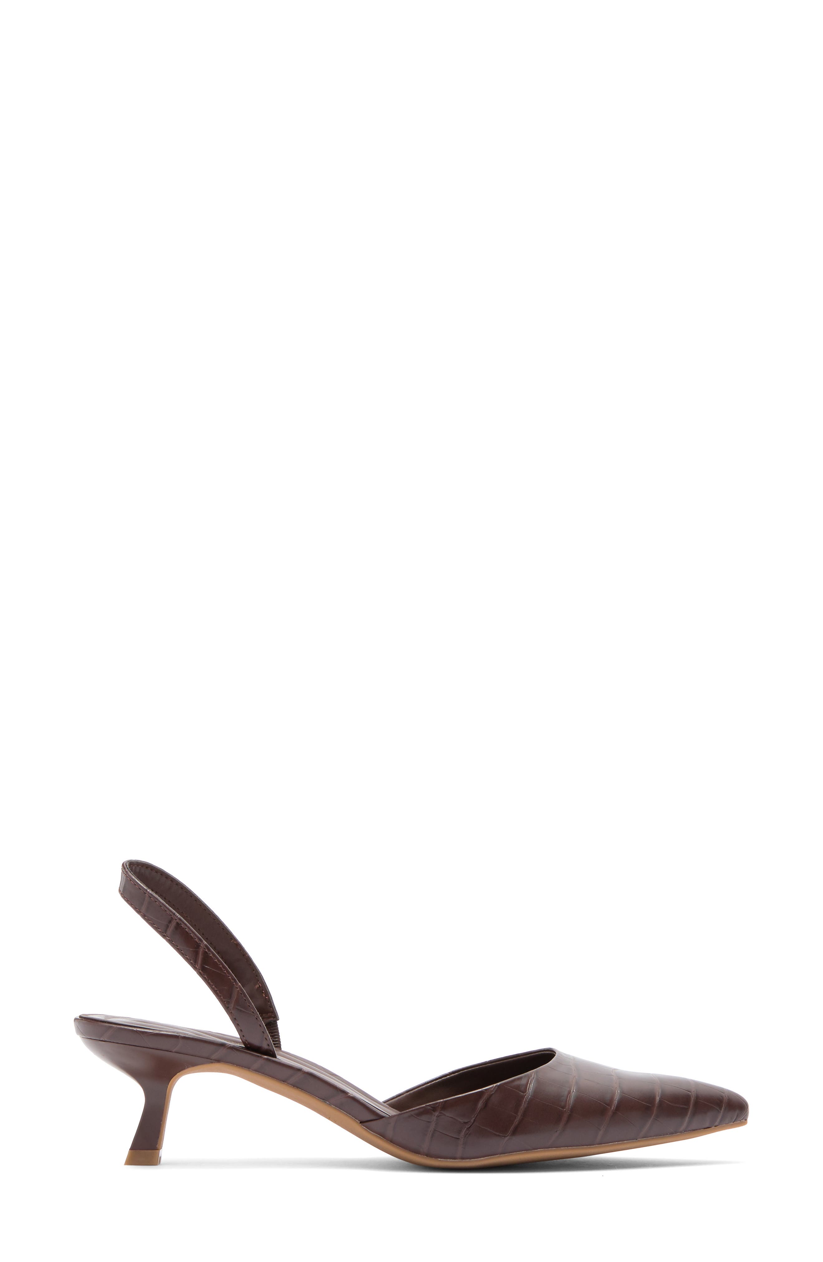 Cammie Kitten Heel Slingback Pump, Alternate, color, BROWN CHOCOLATE CROCO