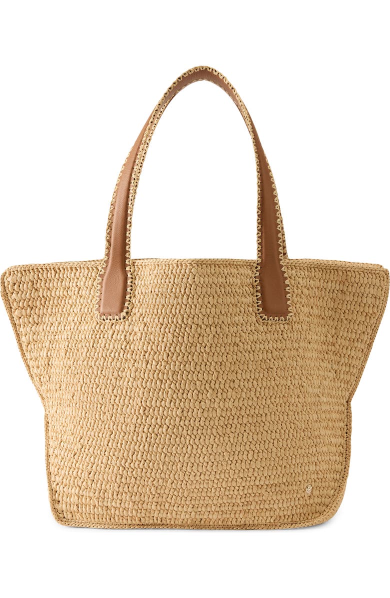 Helen Kaminski Liyoni Crochet Trim Raffia Tote, Main, color,