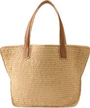 Helen Kaminski Liyoni Crochet Trim Raffia Tote