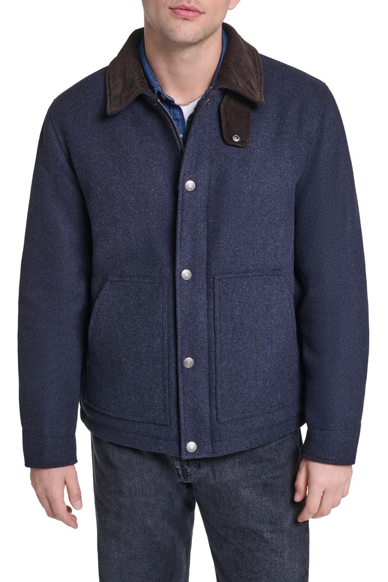 Corduroy Collar Barn Jacket, Main, color, NAVY