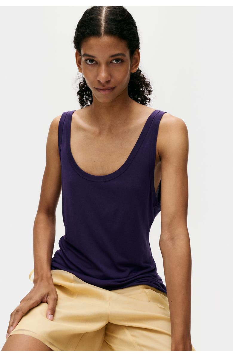 SILK LAUNDRY JERSEY MODAL SCOOP TANK NIGHTSHADE, Main, color, Nightshade
