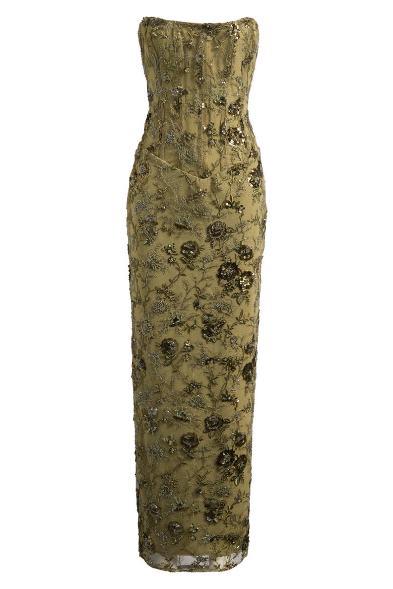 Anisa Hand Beaded Gown, Main, color, FIR GREEN