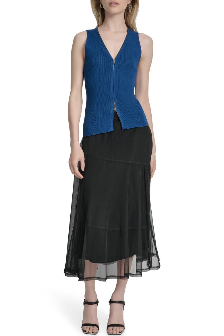 Two-Way Zip Knit Vest, Alternate, color, CADET BLUE