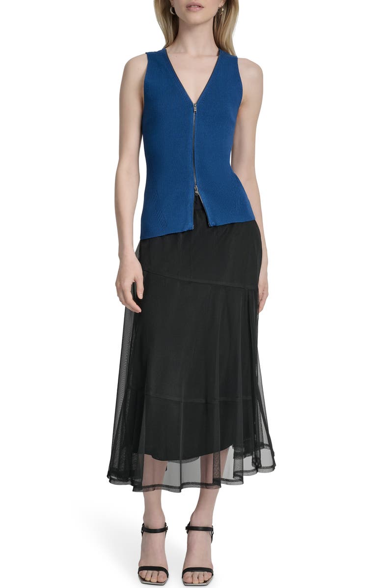 DKNY Two-Way Zip Knit Vest, Alternate, color, Cadet Blue