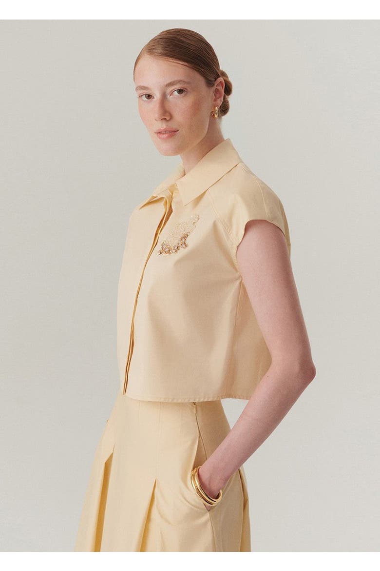 Hallie Embroidered Shirt, Alternate, color, LIGHT YELLOW