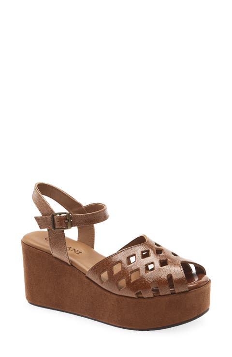Jaymie Ankle Strap Peep Toe Platform Wedge Sandal