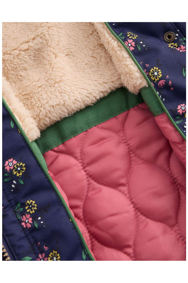 Kids' Joni Faux Fur Trim Quilted Parka, Alternate, color, NAVY FLORAL