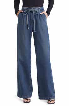 AG Deven High Waist Drawstring Wide Leg Nonstretch Jeans