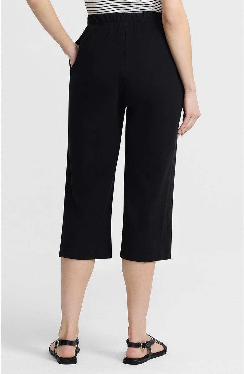Lands' End Sport Knit High Rise Elastic Waist Capri Pants, Alternate, color, Black