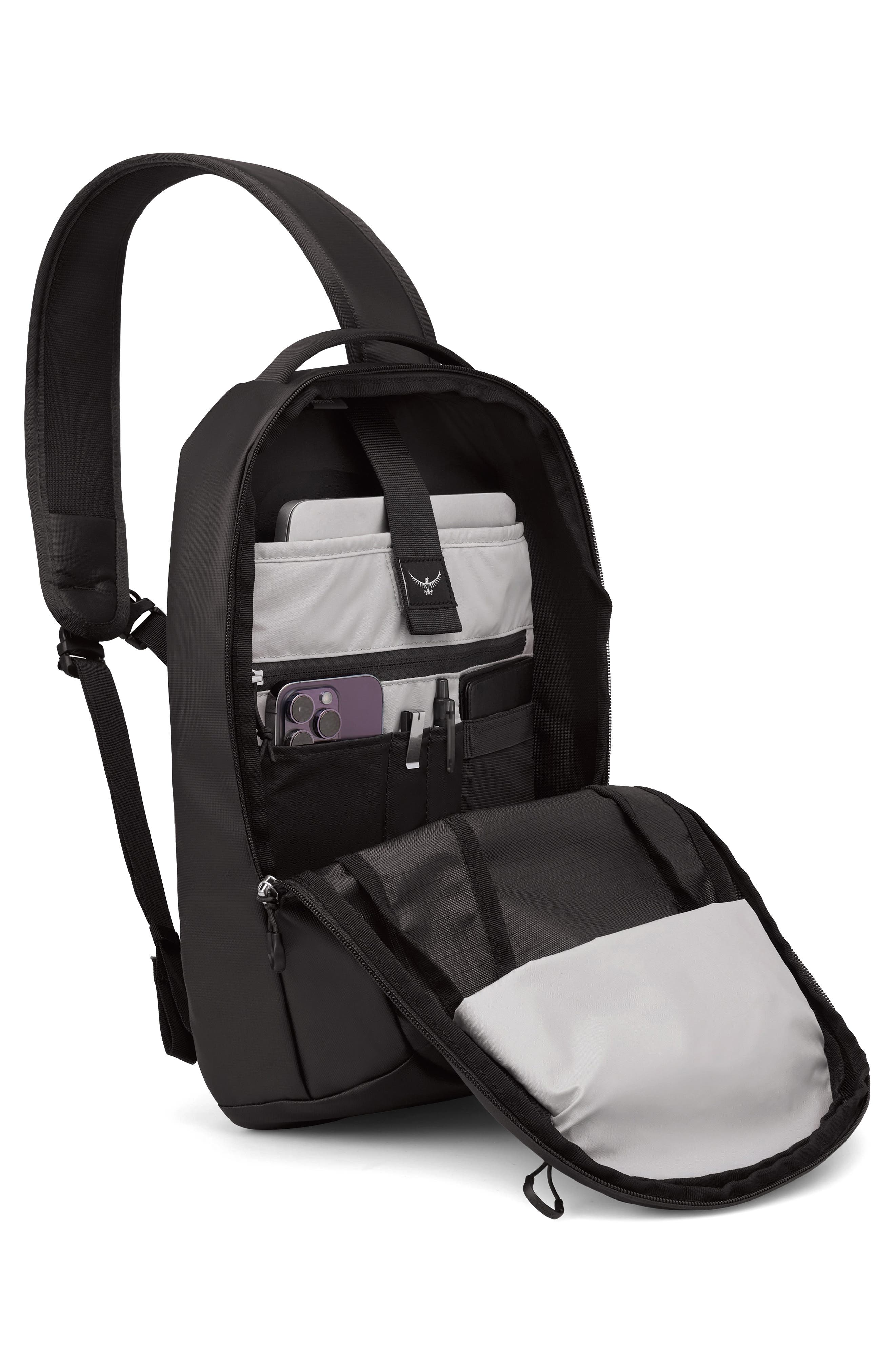 Osprey Transporter Water Resistant Sling Bag, Alternate, color, Raven Black/Black