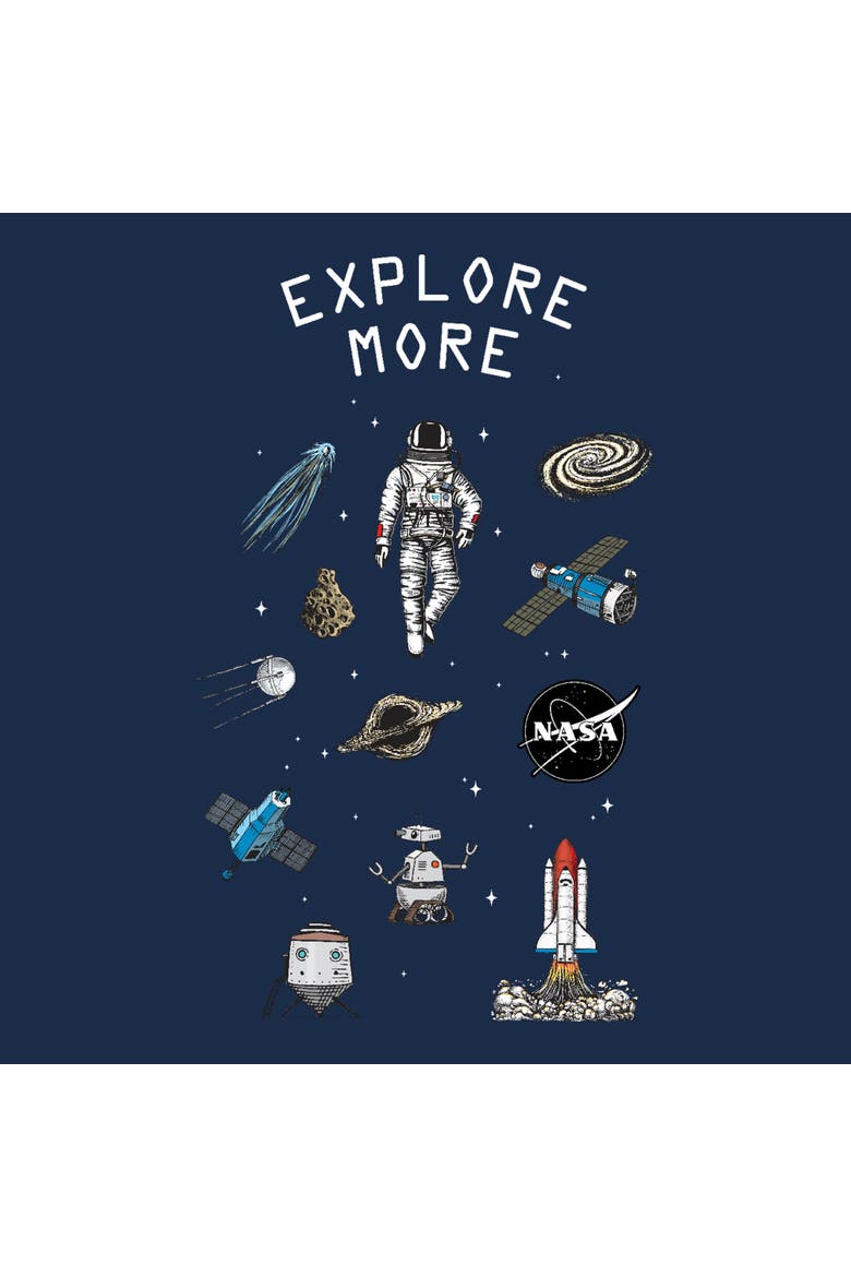 Men's NASA Explore More Space Items  Graphic T-Shirt, Alternate, color, Navy Blue Heather