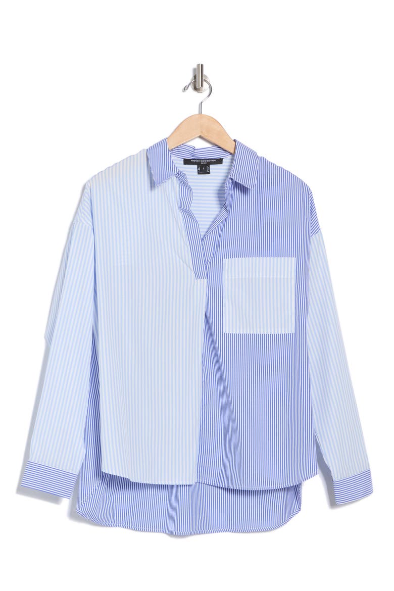 High-Low Boyfriend Shirt, Alternate, color, BLUE MULTI