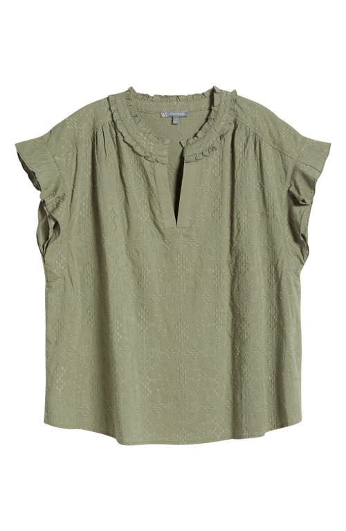 Wit & Wisdom Cap Sleeve Woven Shirt In Green