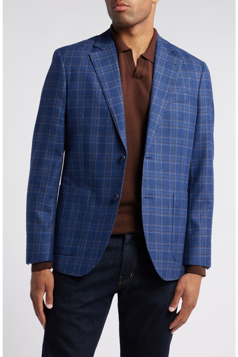 Mazara Plaid Wool Sport Coat, Main, color, BLUE MAZARA PLAID