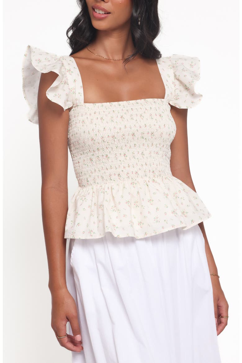 Remira Smocked Ruffle Top, Main, color, WHITE BETTY