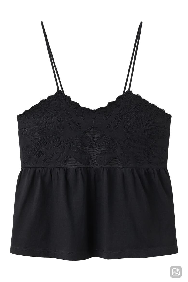 Embroidered Peplum Camisole, Alternate, color, BLACK