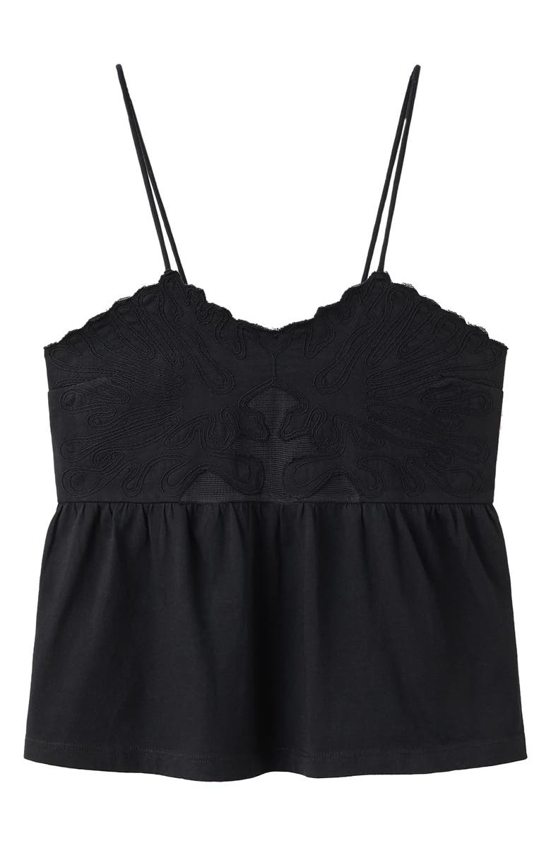MANGO TEEN Embroidered Peplum Camisole, Alternate, color, Black