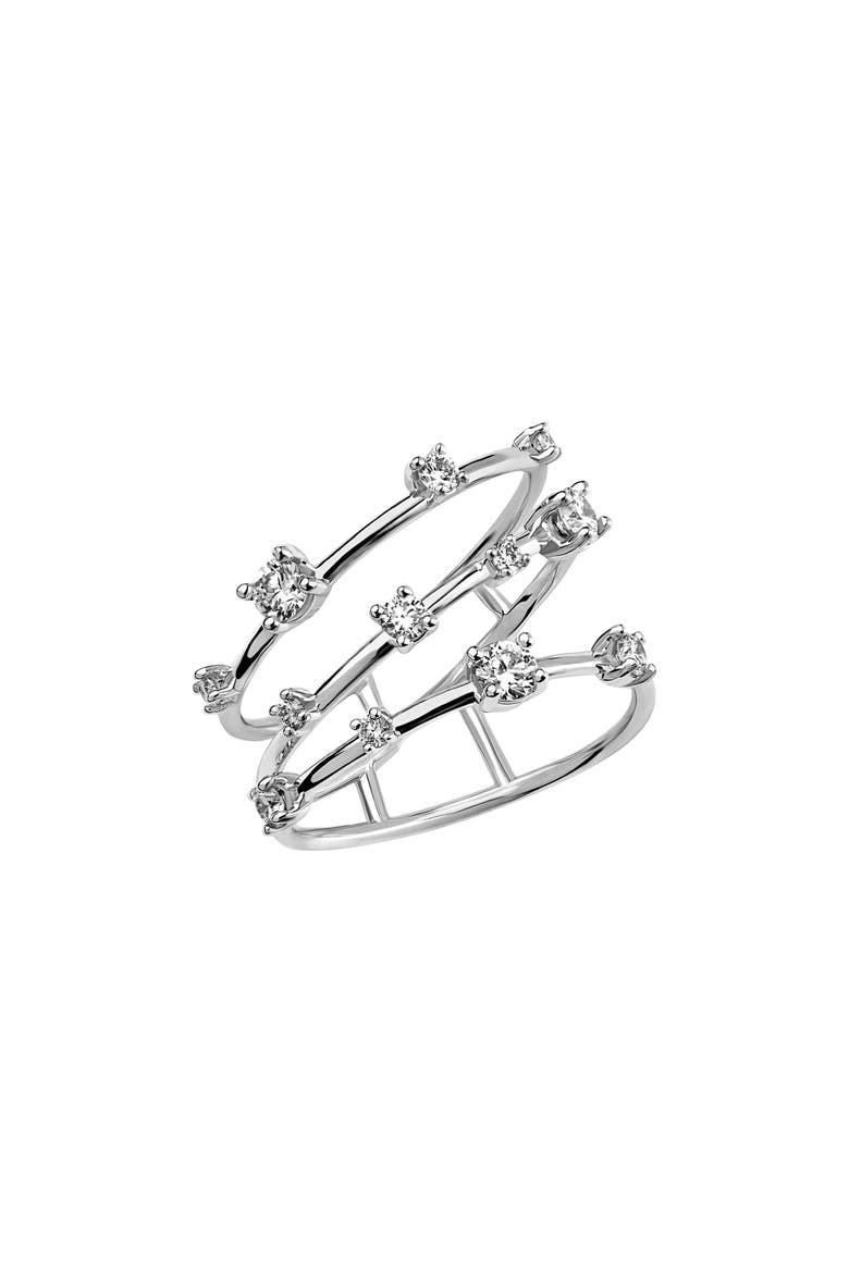 14K Gold Solo 3-Band Diamond Ring, Main, color, WHITE GOLD