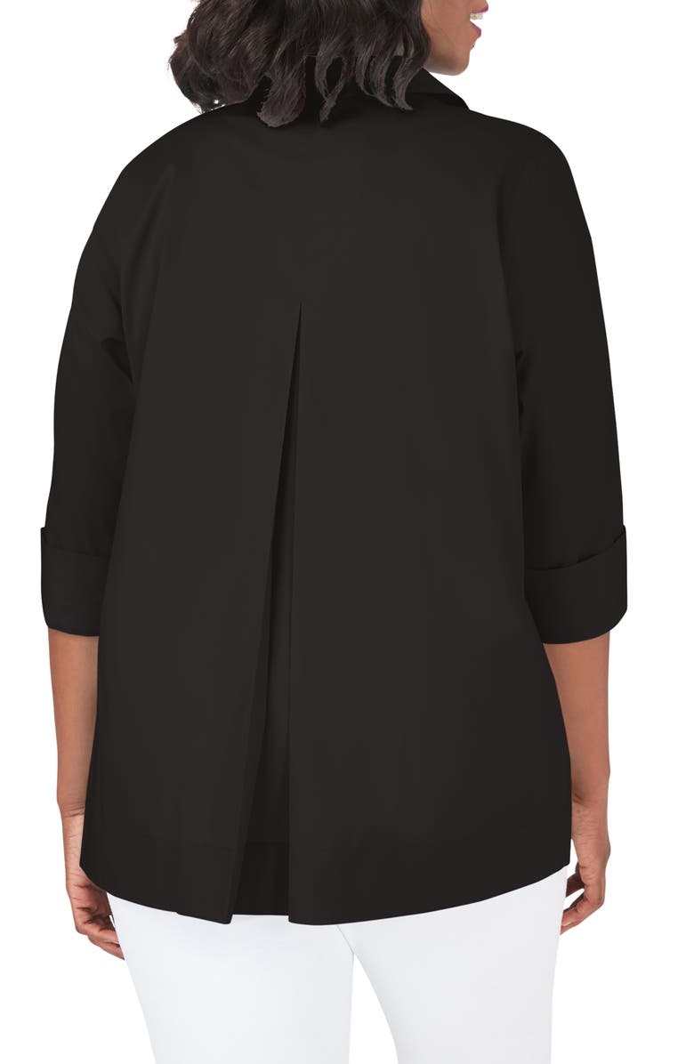 Foxcroft Lydia Zip Front Stretch Cotton Blend Blouse, Alternate, color,