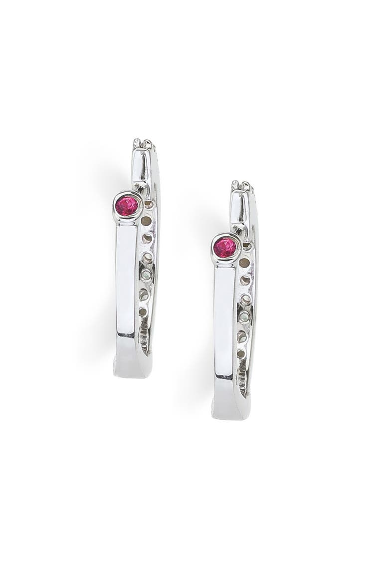 Small Diamond Hoop Earrings, Alternate, color, WHITE GOLD