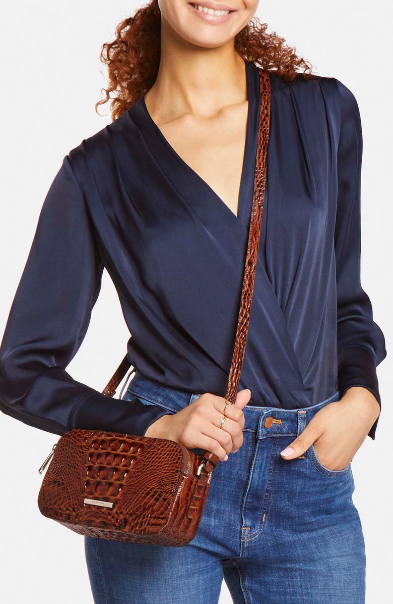 Brahmin Danica Croc Embossed Leather Crossbody Bag, Alternate, color, Opera Melbourne