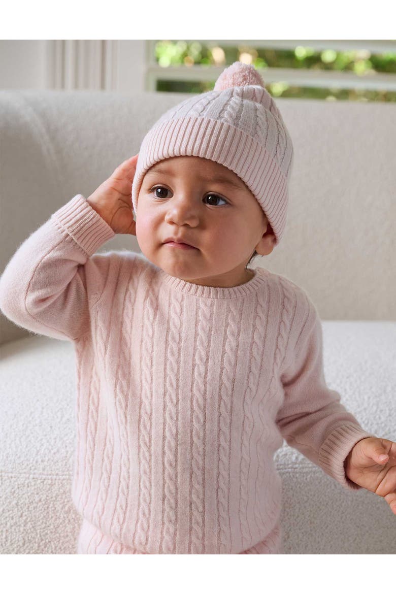 Baby Girl Cashmere Beanie, Alternate, color, Pale Pink Melange