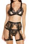Open Cup Bralette, High Waist Panties & Suspenders Set