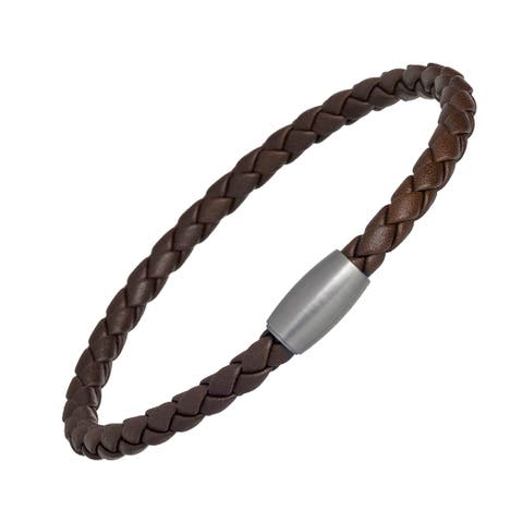 Woven Leather Bracelet with magnetic closure