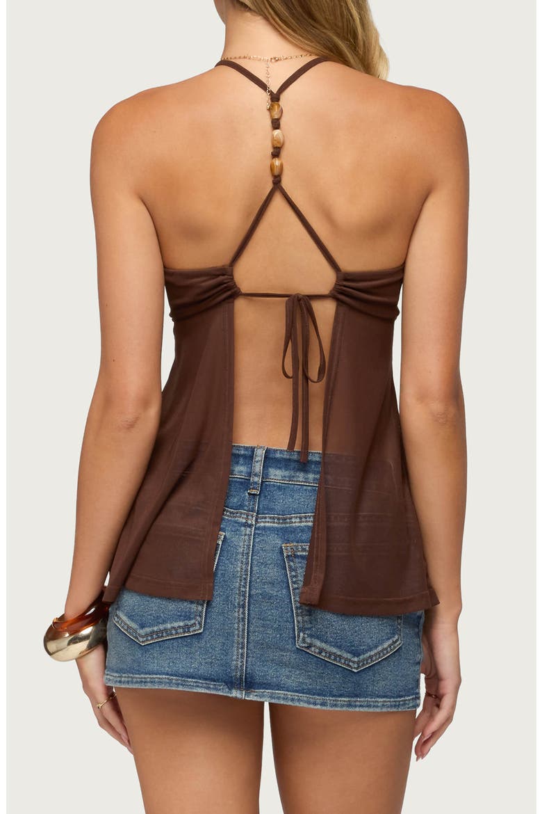 Alesi Beaded Back Tie Camisole, Alternate, color, BROWN