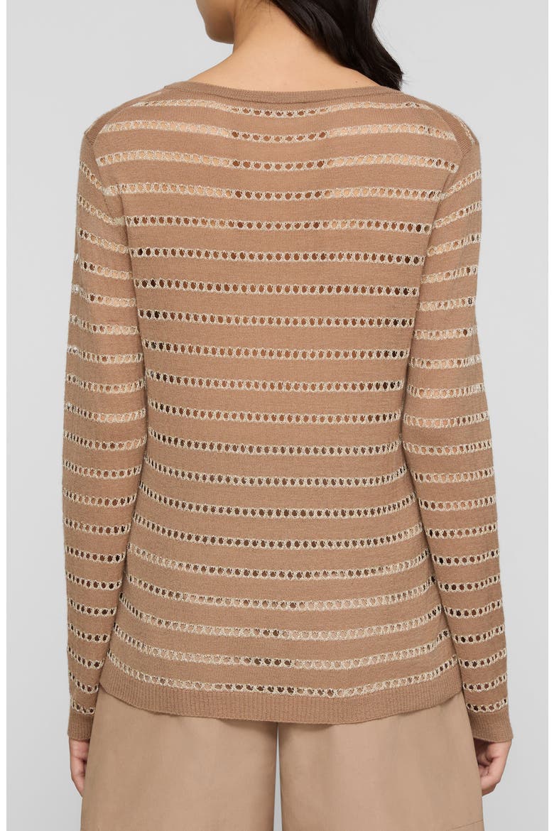 Metallic Stripe Fine Gauge Cashmere Blend Sweater, Alternate, color, BROWNSTONE METALLIC