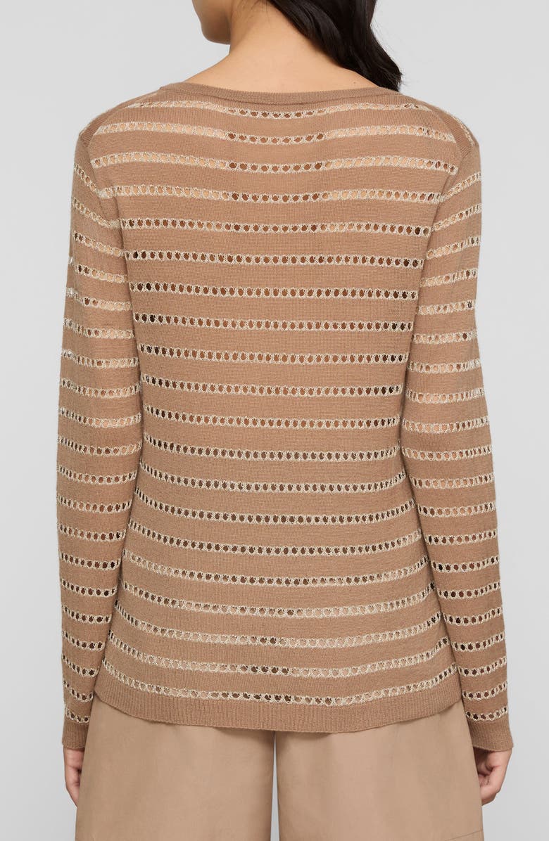 Lafayette 148 New York Metallic Stripe Fine Gauge Cashmere Blend Sweater, Alternate, color, Brownstone Metallic