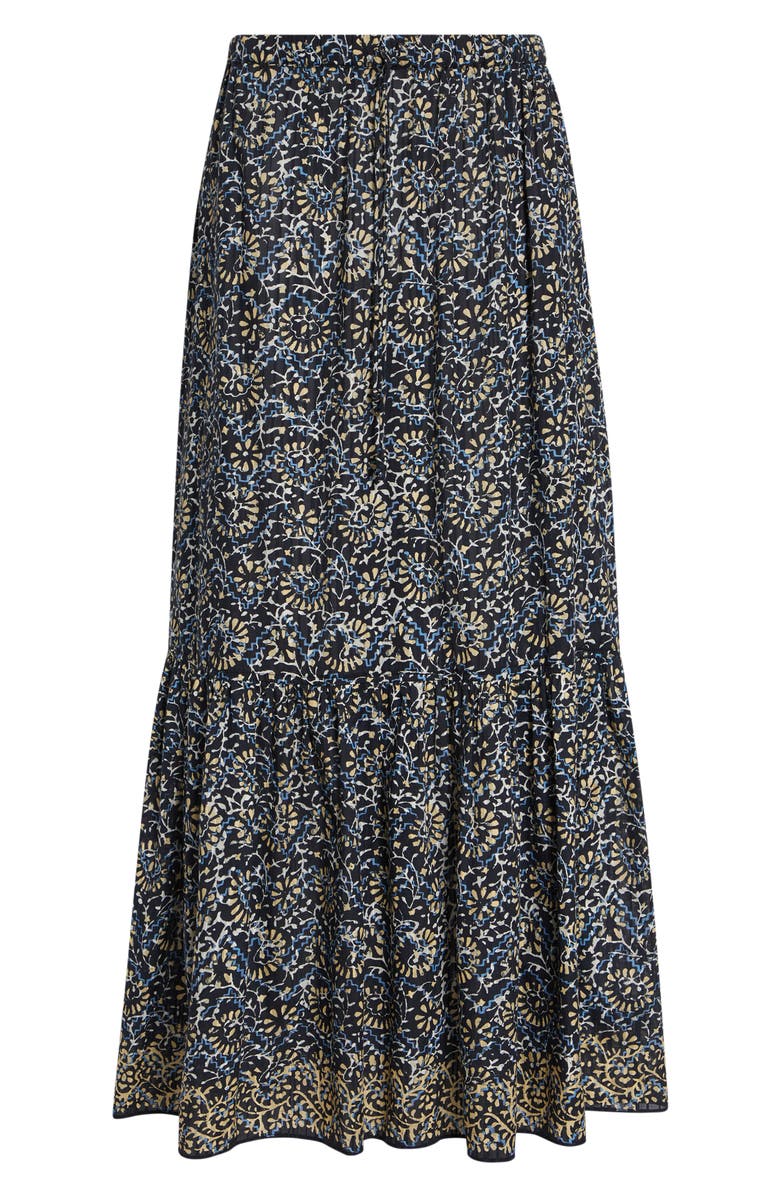 Ulla Johnson Olina Print Tiered Cotton Maxi Skirt, Alternate, color, Midnight Bloom