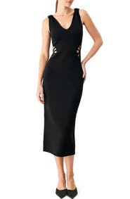 FREEMARKET Floral Cutout Sleeveless Midi Sweater Dress